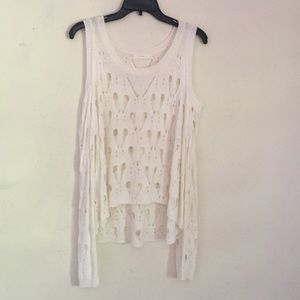 Lightweight woven sweater, for use with a shirt.